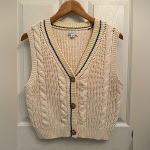 NWOT American Eagle Cable Knit V-Neck Sweater Cotton Vest Medium